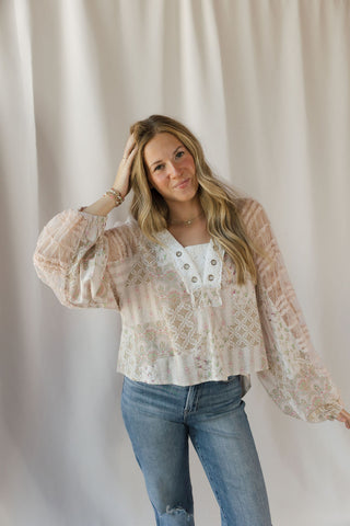 Parker Lace Top, Soft Pink - The Red Thread Boutique