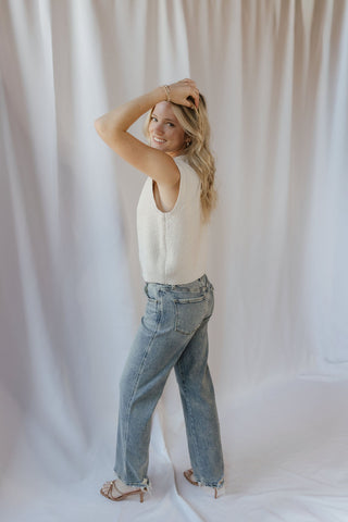 Oyster Cafe Seashell Button Sweater Top, Cream - The Red Thread Boutique