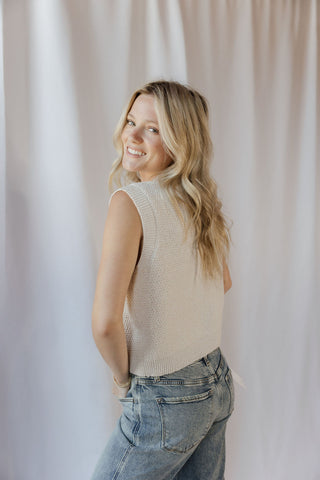 Oyster Cafe Seashell Button Sweater Top, Cream - The Red Thread Boutique