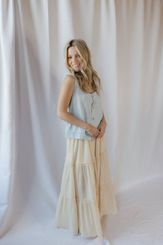 Oatmilk Latte Ruffle Chiffon Pants, Beige - The Red Thread Boutique