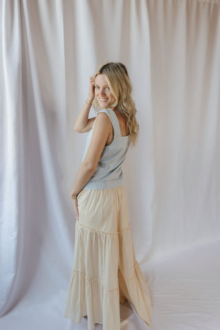 Oatmilk Latte Ruffle Chiffon Pants, Beige - The Red Thread Boutique