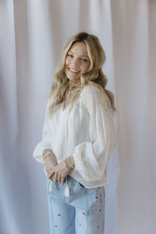 Reese Chiffon Top, White - The Red Thread Boutique