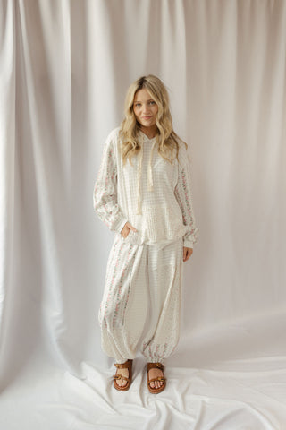 Floral Patchwork Pants, White