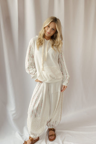Floral Patchwork Pants, White