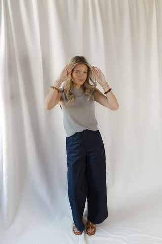 Brooke Tailored Straight Leg Pants, Navy - The Red Thread Boutique