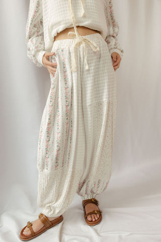 Floral Patchwork Pants, White