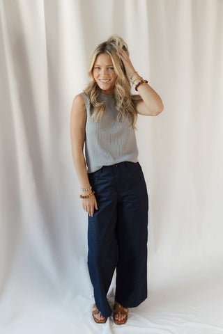 Brooke Tailored Straight Leg Pants, Navy - The Red Thread Boutique