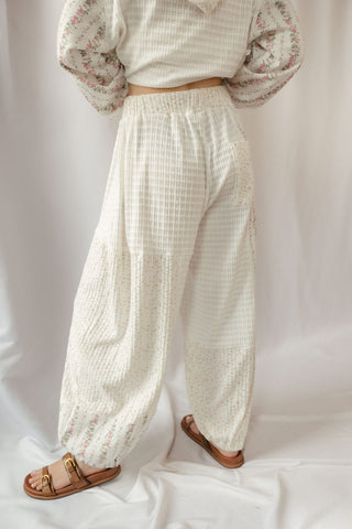 Floral Patchwork Pants, White