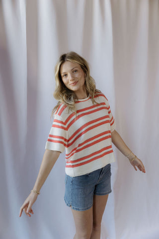 Z Supply Prado Stripe Sweater Tee, Gelato - The Red Thread Boutique