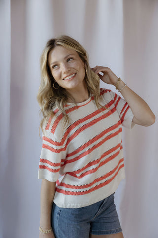 Z Supply Prado Stripe Sweater Tee, Gelato - The Red Thread Boutique