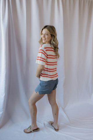 Z Supply Prado Stripe Sweater Tee, Gelato - The Red Thread Boutique