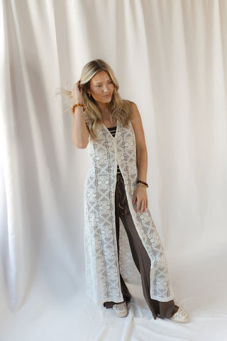 Tessa Longline Crochet Vest - The Red Thread Boutique