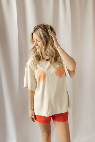 Seashell Graphic Tee, Tan - The Red Thread Boutique