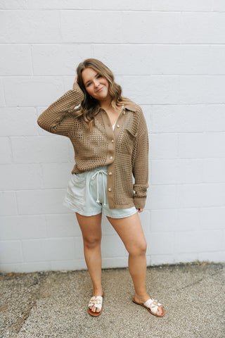 Drawstring Shorts, Sage