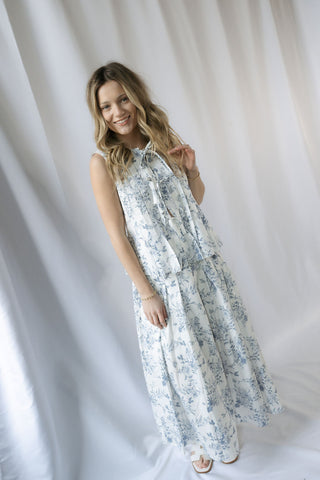 Presley Toile Tank, Blue - The Red Thread Boutique