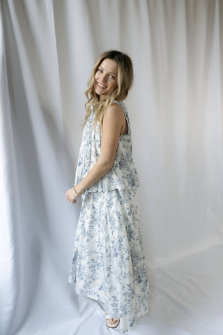 Presley Toile Tank, Blue - The Red Thread Boutique