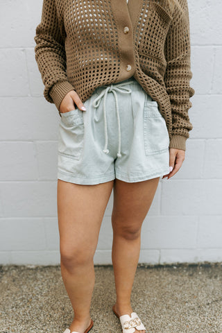 Drawstring Shorts, Sage