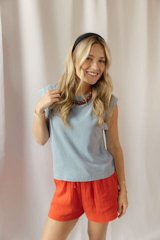 Camino Jersey Denim Top, Ocean Air - The Red Thread Boutique