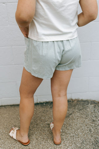Drawstring Shorts, Sage
