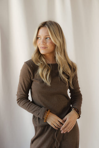 Luisa Top, Brown Heather - The Red Thread Boutique