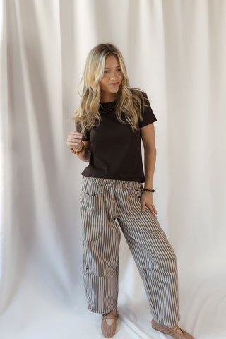 Brynn Stripe Wide Leg Pants, Brown - The Red Thread Boutique