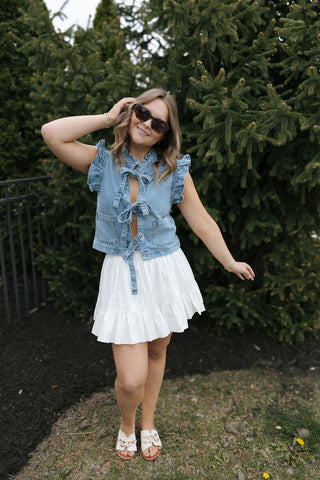 Ruffle Denim Vest