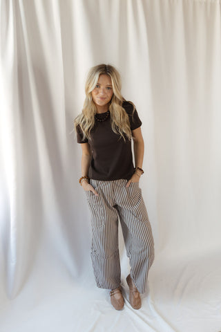 Brynn Stripe Wide Leg Pants, Brown - The Red Thread Boutique