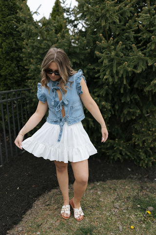 Mid Rise Bubble Hem Mini Skirt