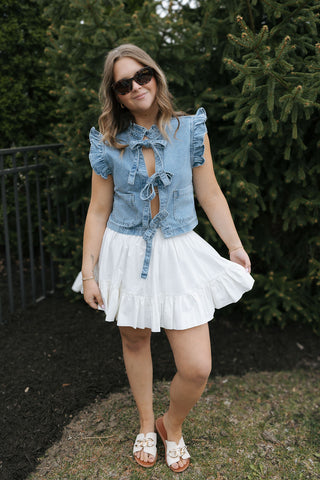 Ruffle Denim Vest