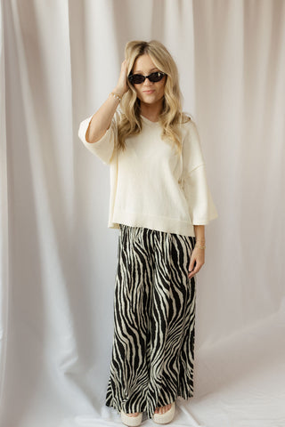 Camille Open Collar Top, Cream - The Red Thread Boutique