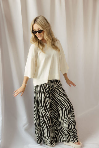 Camille Open Collar Top, Cream - The Red Thread Boutique
