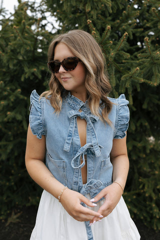 Ruffle Denim Vest