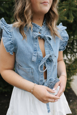 Ruffle Denim Vest