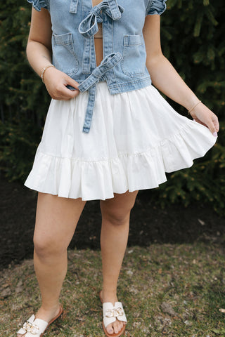 Mid Rise Bubble Hem Mini Skirt