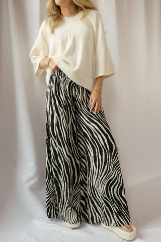 House Blend Zebra Pants, Black/Cream