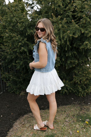 Mid Rise Bubble Hem Mini Skirt