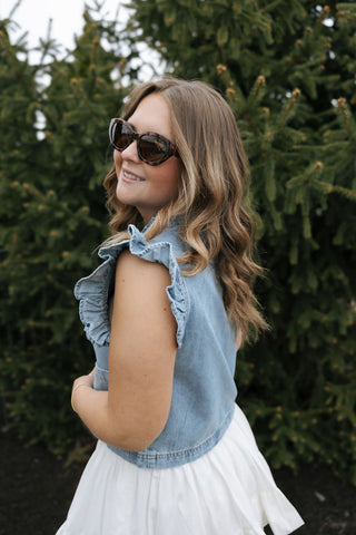 Ruffle Denim Vest