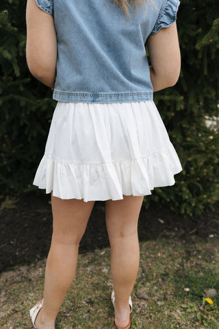 Mid Rise Bubble Hem Mini Skirt