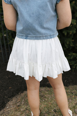 Mid Rise Bubble Hem Mini Skirt