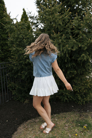 Ruffle Denim Vest
