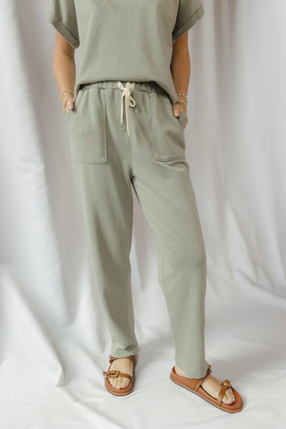 Ellie Drawstring Sweatpants, Green - The Red Thread Boutique