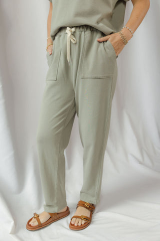 Ellie Drawstring Sweatpants, Green - The Red Thread Boutique