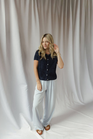 Quinn Fuzzy Knit Cardigan, Navy - The Red Thread Boutique