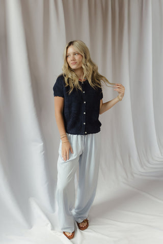Quinn Fuzzy Knit Cardigan, Navy - The Red Thread Boutique