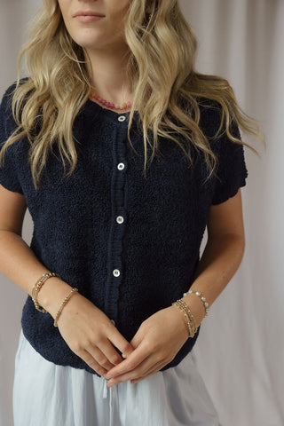 Quinn Fuzzy Knit Cardigan, Navy - The Red Thread Boutique