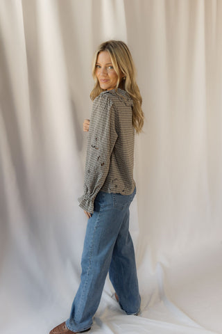 Charlie Gingham Embroidered Top - The Red Thread Boutique