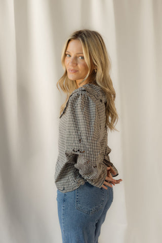 Charlie Gingham Embroidered Top - The Red Thread Boutique