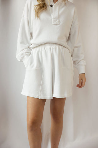 Sutton Terry Shorts, White - The Red Thread Boutique