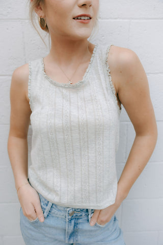 Pointelle Tank, Gray *final sale*