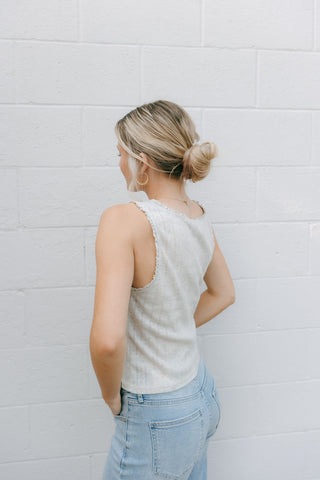 Pointelle Tank, Gray *final sale*